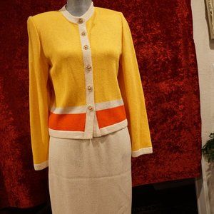 ST John Yellow Blouse and Cream Skirt